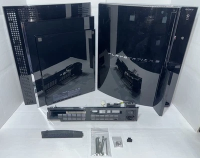 Juego de carcasa completo OEM Sony Fat PS3 con tornillos puerto de tarjeta cromada puerta aspecto limpio Foto 1 de 4