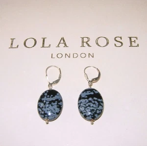 LOLA ROSE SNOWFLAKE ONSIDIAN LEVERBACK PIERCED DROP EARRINGS STERLING SILVER QVC - Picture 1 of 1