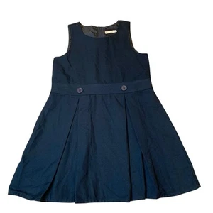 Lands' End Girl's Solid Navy Blue School Uniform Jumper Dress Size 7 GUC - Picture 1 of 5