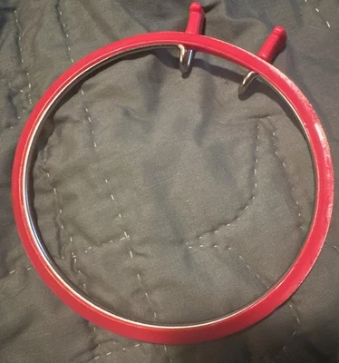 Vintage Red 5” Spring Tension Embroidery Hoop Plastic Metal - Image 1 of 2