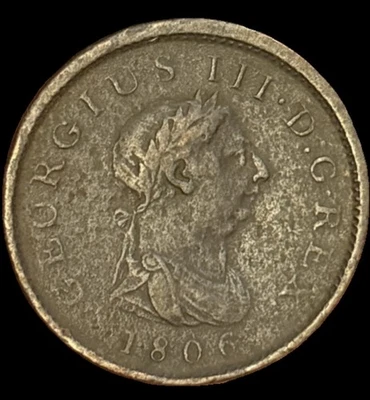 1806 George III Copper Penny Vintage Coin - Image 1 of 2