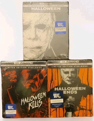Halloween Trilogy 4K-Blu-ray Best Buy Steelbook Lot (Factory Sealed) OOP  - Image 1 of 4