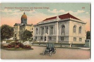 Denkmann Memorial Library and Augustana College, Illinois VTG Postcard SK2. - Picture 1 of 2