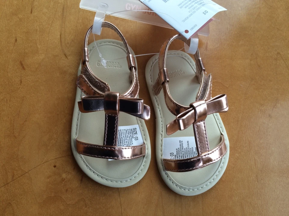 NWT Gymboree Tiny Paradise Gold Crib Sandals Shoes Baby Girl Infant 2,3 - Image 1 of 1