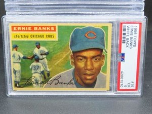 1956 Topps Ernie Banks White Back #15 PSA 5 EX Chicago Cubs