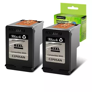 2er Pack Tintenpatrone Schwarz 62XL 62 XL für HP ENVY 5660 7640 7643 7645 8000 8005 - Bild 1 von 7