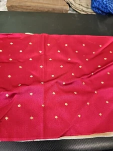 Scarf Silk Red Gold Beige Polka Dots Made In France 34" X 6" Fringe Ends VTG... - Picture 1 of 12