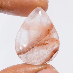 31 Ct. Cts Natural Zuby Quartz Gemstone Necklace Supply Pear Cabochon 28X21X5 mm - Picture 1 of 5