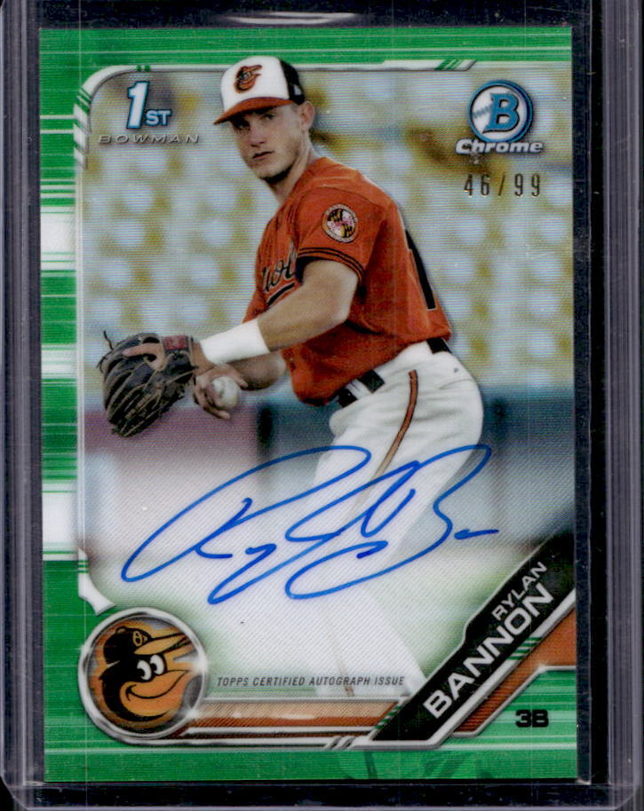 2019 Bowman Chrome Rylan Bannon Green Refractor 1st Prospect Auto #46/99