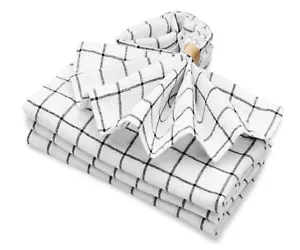 Black Plaid Napkins 100% Pure Linen Napkins Set of 4 Dinner Table Napkins 18x18" - Picture 1 of 13
