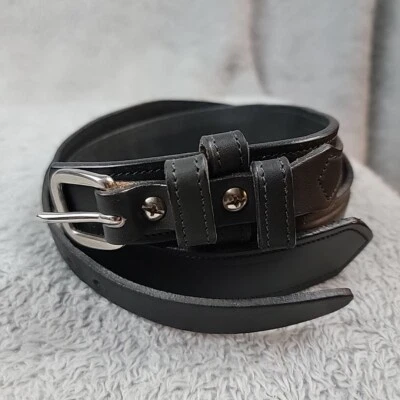Buffalo Billfolds and Belts 黑色西部皮革腰带男式 34 码 — 第 1/4 张图片
