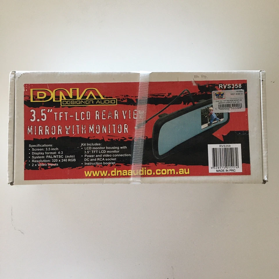 DNA Designer Audio RVS358 3.5” TFT LCD Rear View Mirror With Monitor ORP $399.95 - Image 1 of 1