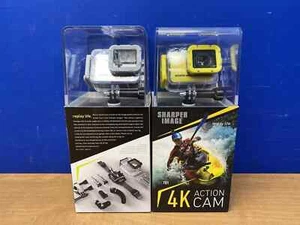 NEW SET OF 2 IN BOX SHARPER IMAGE SVC701 4K WIFI ACTION CAM INCASED WATERPROOF - Picture 1 of 3