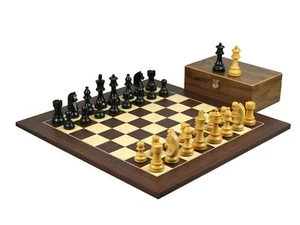 Wooden Chess Set Macassar Board 20" Weighted Ebonised German Staunton Pieces 3.7 - Picture 1 of 12