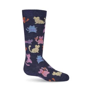 K.Bell Girl's Colorful Kitties Knee High Socks Fits Shoe Size 7.5-13 Ships free - Picture 1 of 5