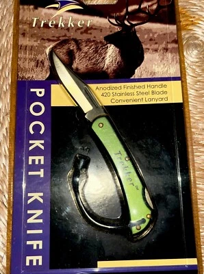 Винтажный Trekker карманный нож одно лезвие замок назад зеленый новый в упаковке охоты - Изображение 1 из 3