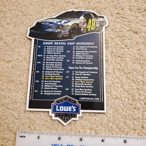 2006 Nextel Cup Schedule Magnet Team Lowe's Racing 48 RARE NASCAR Great Shape Cover