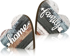 2 Pcs Rustic Table Decorations for Living Room Home Decor Farmhouse Valentines D - Picture 1 of 6