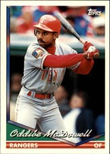 1994 Topps Traded Texas Rangers Baseball Card #14T Oddibe McDowell