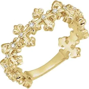Anillo con cruz de diamantes en oro amarillo de 14 quilates (0,06 quilates) tw.) - Imagen 1 de 1