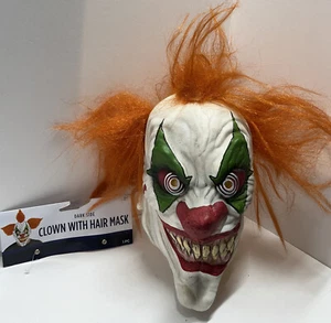 Dark Side Creepy Clown Mask OrangeHair Costume Scary Halloween Horror Adult Mask - Picture 1 of 11