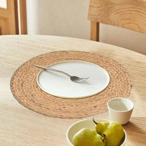 Farmhouse Jute Braided Placemat Set of 4 - Round Hand Beaded Charger Placemat... - Picture 1 of 9