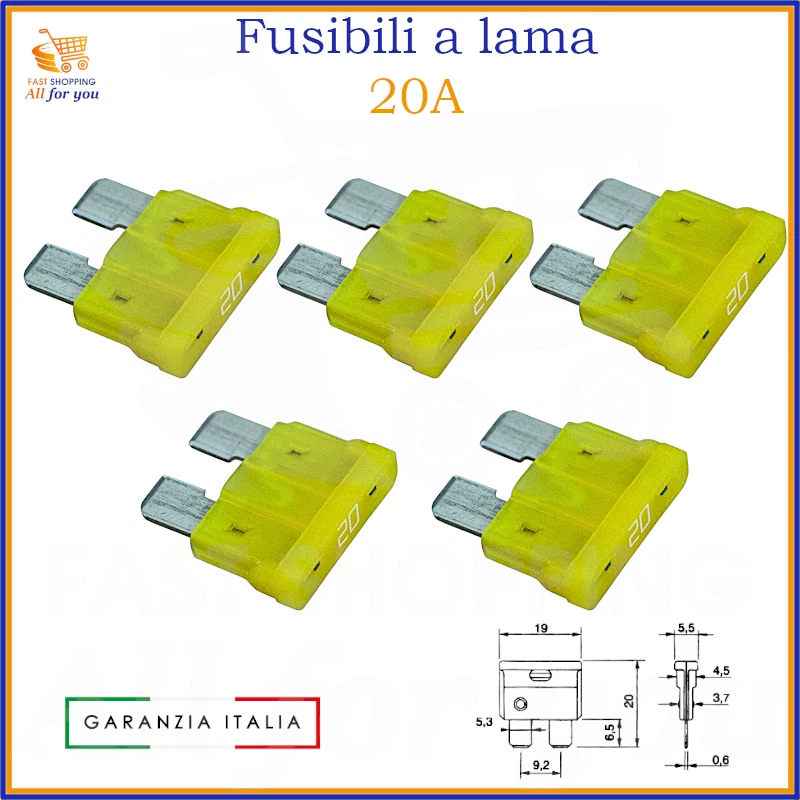 Fusibili per auto camion camper fusibile moto a lama grandi 19mm 20A - Image 1 of 1