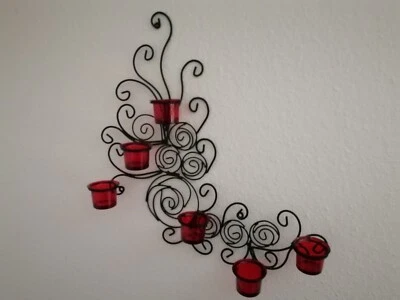 METALL WAND KERZEN HALTER STÄNDER TEELICHTHALTER WANDLEUCHTER Kerzenhalter  Set - Bild 1 von 4