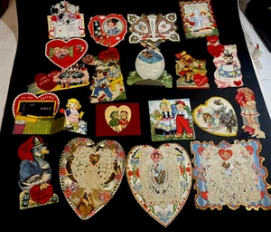 19 VALENTINE CARDS - DIE-CUTS, STAND-UPS, LACE -- EXCELLENT - NO WRITING AT ALL - Bild 1 von 9