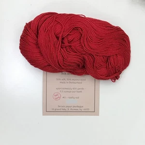 Silk &Ivory silk wool blend #11 Really Red 1/2 hank needlepoint knit crochet - Picture 1 of 1