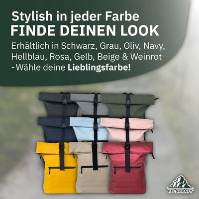 FELSKRAFT MK3 Rolltop Rucksack für Damen & Herren Laptop Rucksack Tagesrucksack - Bild 1 von 4