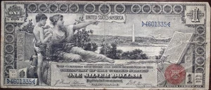 1896 $1 Educational Silver Certificate Low Grade Circulated Torn P149 - Picture 1 of 2