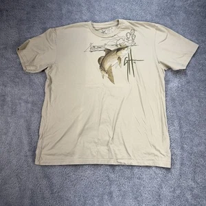 Guy Harvey T Shirt Redfish Saltwater Fishing Beige Men’s 2XL 100% Cotton - Picture 1 of 6
