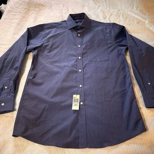 Tommy Hilfiger Shirt Men’s Blue W/ TH Logo Pattern New W/ Tag 15-15 1/2, 34-35 M - Picture 1 of 13