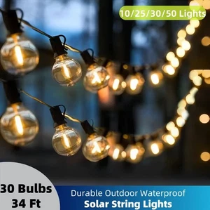 34FT Outdoor Dusk to Dawn Solar Powered 30 LED String Lights For Garden, Yard - Picture 1 of 11