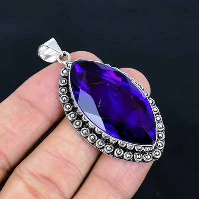 Ciondolo gioiello regalo in argento sterling 925 marchesa tormalina viola... - Immagine 1 di 4