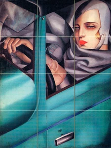 Jugendstil Tamara de Lempicka Keramik Wandbild Spritzschutz Badfliese #47 - Bild 1 von 2