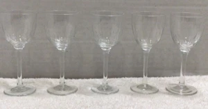 ANTIQUE SET 5 CORDIAL GLASSES TALL STEMS 4.75" tall - Picture 1 of 6