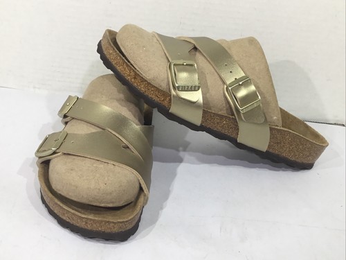 NEW BALANCE Sandali oro Birkenstock da donna taglia 7 EU 38 equilibrio stretto Yao Slides Y23 469