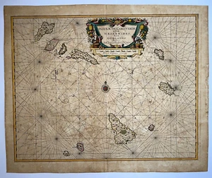 CAPE VERDE ISLANDS c. 1646 JAN JANSSONIUS UNUSUAL LARGE ANTIQUE MAP 17TH CENTURY - Picture 1 of 9