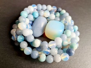 5 Kristalle Engelreich Kontakt Heilung Armband: Larimar, Angelit, blau... - Bild 1 von 8