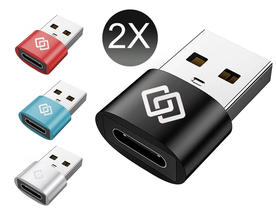 2x USB A auf USB C Adapter Ladeadapter Datenübertragung Stecker OTG - Bild 1 von 1
