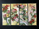 4Pcs Old Chinese Silk Embroidery Four Screens Painting Flowers Bloom Riches Gift