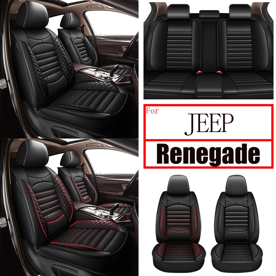 Car 2/5Seat Covers PU Leather For JEEP Renegade 2015-2024 Protector Pad Black - Imagem 1 de 1