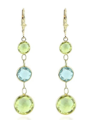 14K Yellow Gold Earrings With Round Blue And Lemon Topaz Gemstones - Image 1 of 2