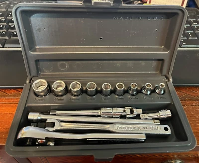 Vintage Craftsman "V" 1/4" METRIC Socket Set 4mm-12mm Permanex Case 15 Pcs USA - Image 1 of 4