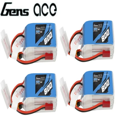 4X Gens Ace 800mAh 45C 11.1V 3S Lipo Battery JST-SYP For eFlite Mini Convergence - Image 1 of 4