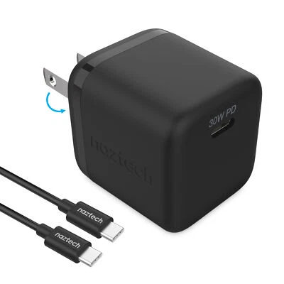 Naztech 30W PD Wall Charger + USB-C to USB-C Cable 6ft IntelliQ Smart Chip Tech - Image 1 of 4