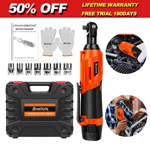120nm Electric Right Ratchet 3/8” Cordless Driver 90° Angle Wrench 2 Battery - Picture 1 of 28