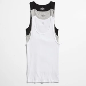 3 Pc Men 100% Cotton A-Shirt Tank Top Ribbed Undershirt Wife Beater Black White - Picture 1 of 10